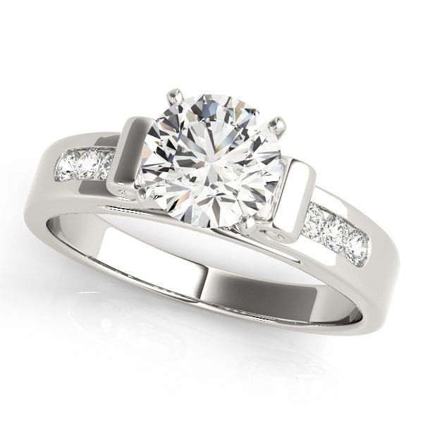Single Row Channel Set Peg Head Engagement Ring