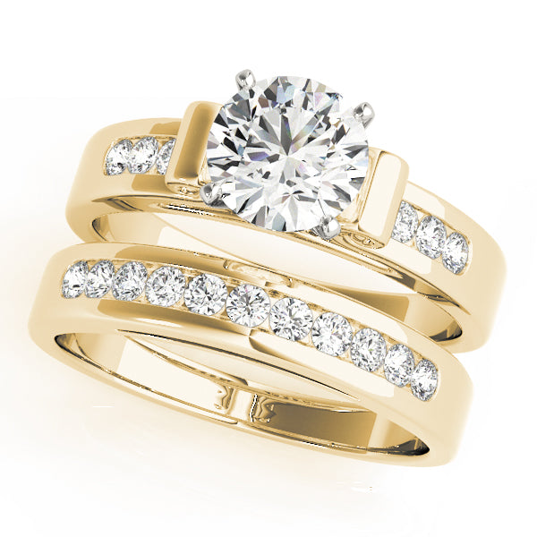 Single Row Channel Set Peg Head Engagement Ring