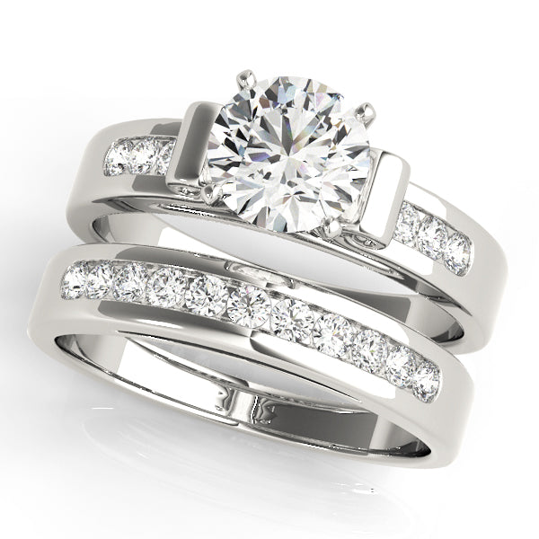 Single Row Channel Set Peg Head Engagement Ring