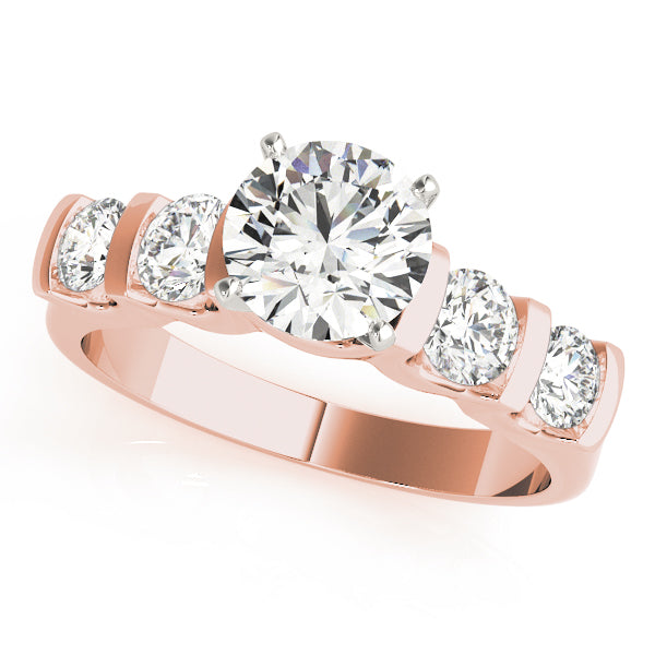 Single Row Bar Set Peg Head Engagement Ring