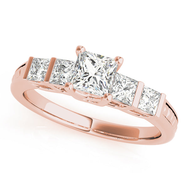 Channel Set Princess Cut Engagement Ring