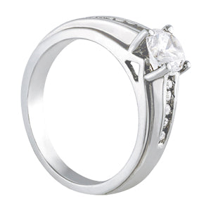 Single Row Channel Set Round Engagement Ring