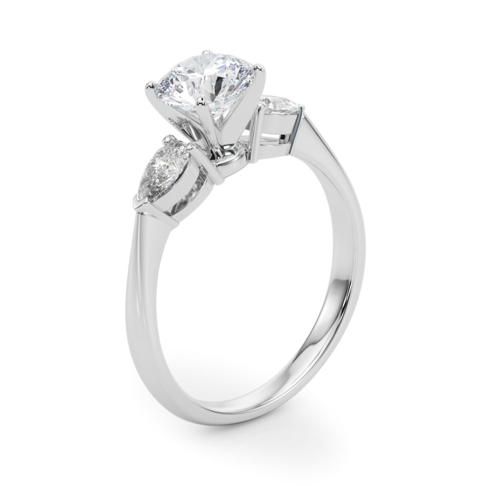 Pear Accent Three-Stone Engagement Ring