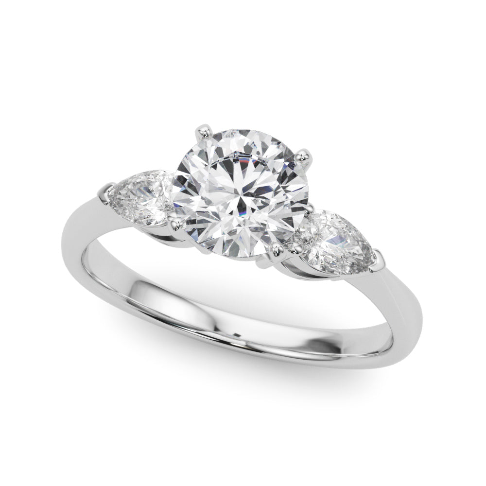 Pear Accent Three-Stone Engagement Ring