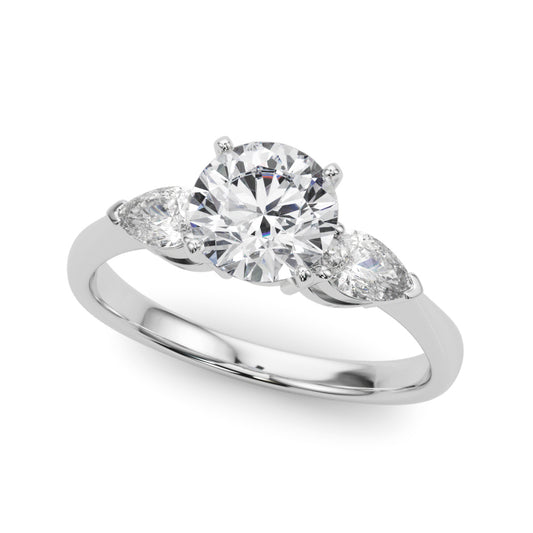 Pear Accent Three-Stone Engagement Ring