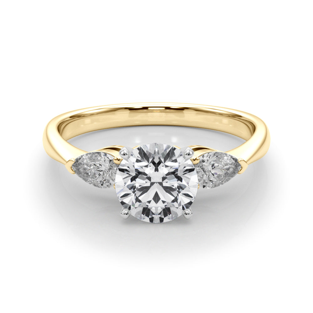 Pear Accent Three-Stone Engagement Ring