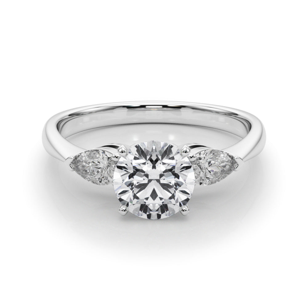 Pear Accent Three-Stone Engagement Ring