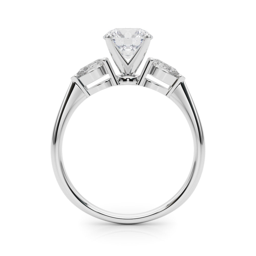 Pear Accent Three-Stone Engagement Ring