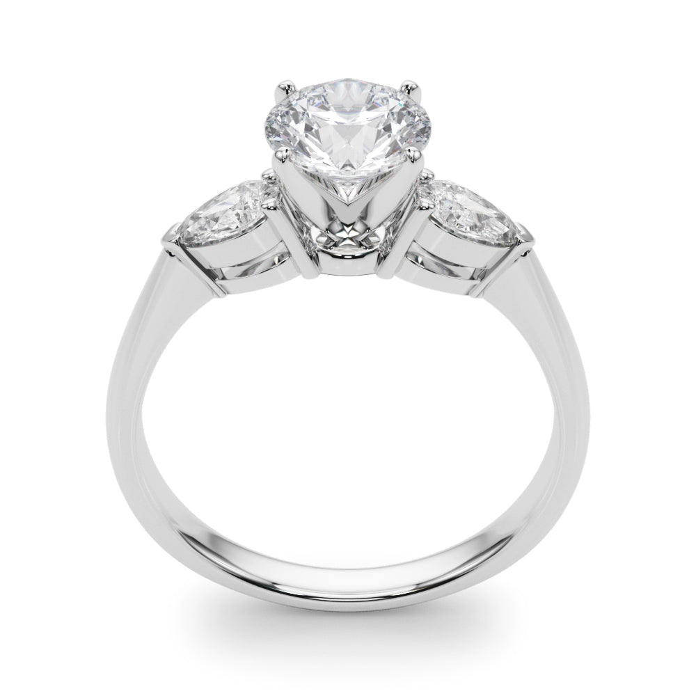 Pear Accent Three-Stone Engagement Ring