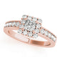 Single Row Halo Cushion Milgrain Engagement Ring