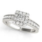 Single Row Halo Cushion Milgrain Engagement Ring