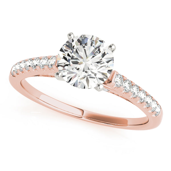 Single Row Prong Set Hidden Halo Engagement Ring