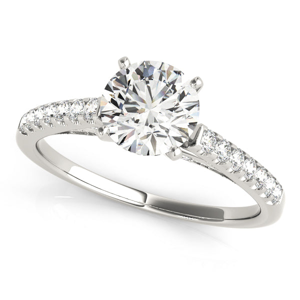 Single Row Prong Set Hidden Halo Engagement Ring