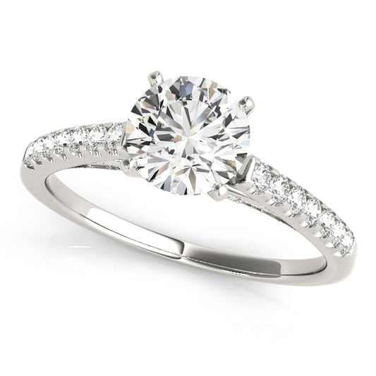 Single Row Prong Set Hidden Halo Engagement Ring