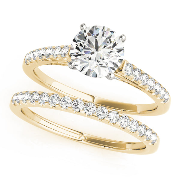 Single Row Prong Set Hidden Halo Engagement Ring