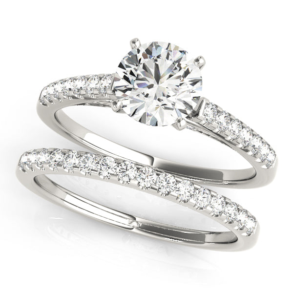 Single Row Prong Set Hidden Halo Engagement Ring