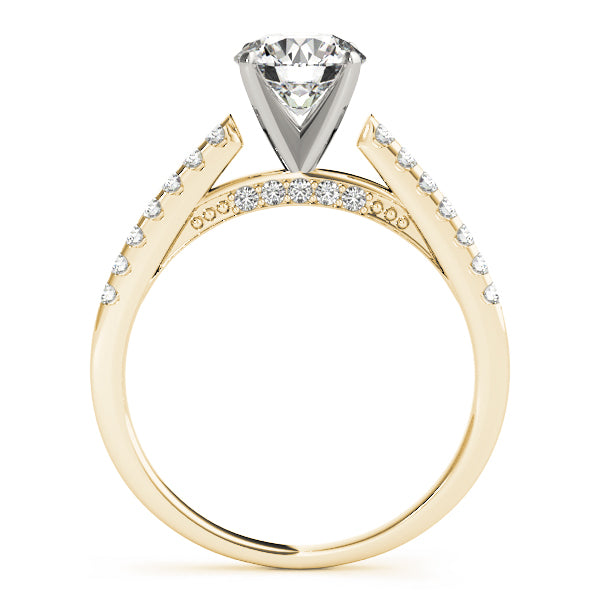 Single Row Prong Set Hidden Halo Engagement Ring