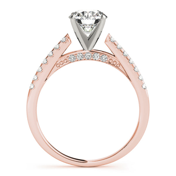 Single Row Prong Set Hidden Halo Engagement Ring
