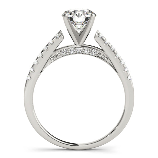 Single Row Prong Set Hidden Halo Engagement Ring