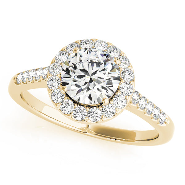 Round Halo Single Row Engagement Ring