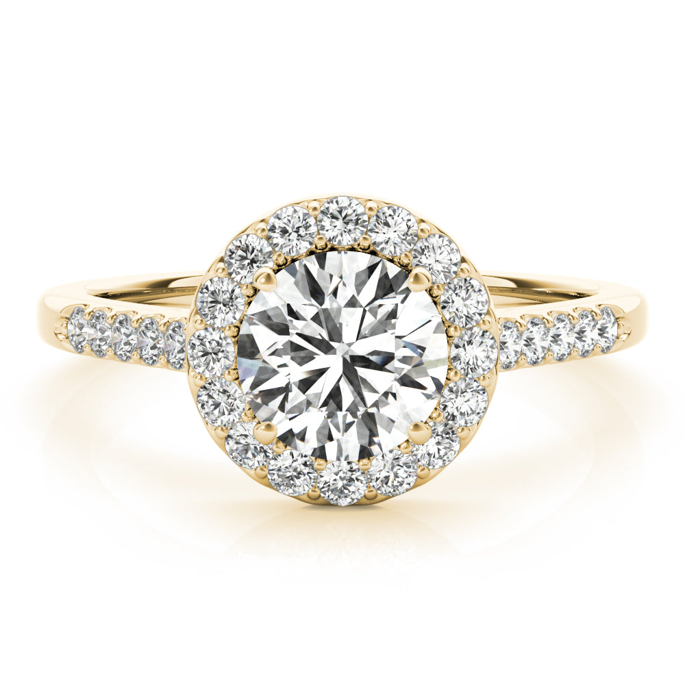Round Halo Single Row Engagement Ring