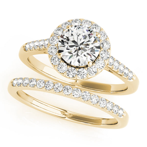 Round Halo Single Row Engagement Ring