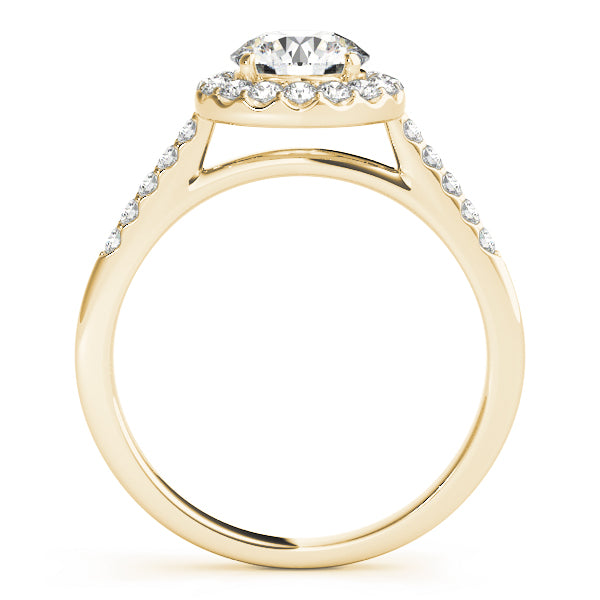 Round Halo Single Row Engagement Ring