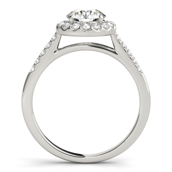 Round Halo Single Row Engagement Ring