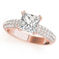 Multirow Pavé Double Prong Cushion Engagement Ring