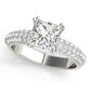 Multirow Pavé Double Prong Cushion Engagement Ring