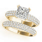 Multirow Pavé Double Prong Cushion Engagement Ring