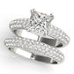 Multirow Pavé Double Prong Cushion Engagement Ring