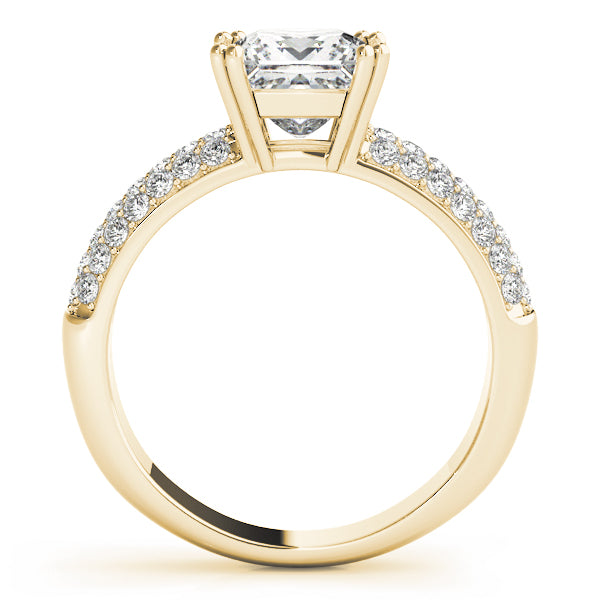 Multirow Pavé Double Prong Cushion Engagement Ring