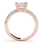Multirow Pavé Double Prong Cushion Engagement Ring