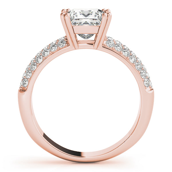 Multirow Pavé Double Prong Cushion Engagement Ring