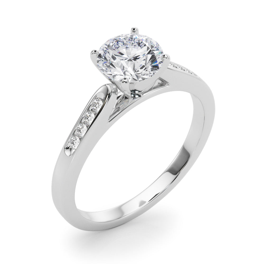 Channel Set Single Row Cathedral Engagement Ring