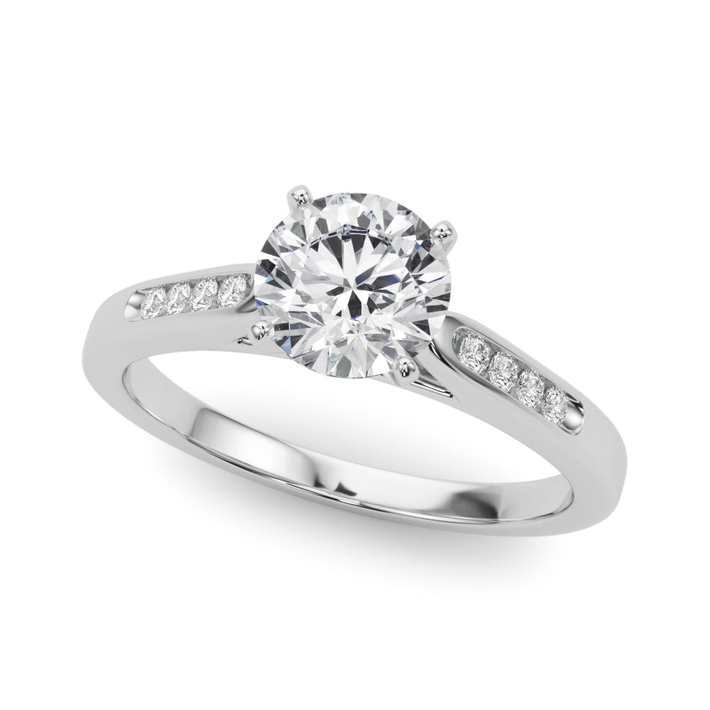 Channel Set Single Row Cathedral Engagement Ring