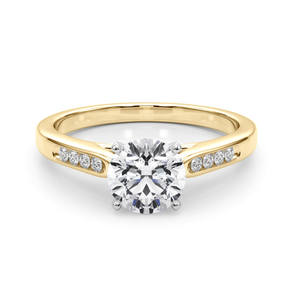 Channel Set Single Row Cathedral Engagement Ring