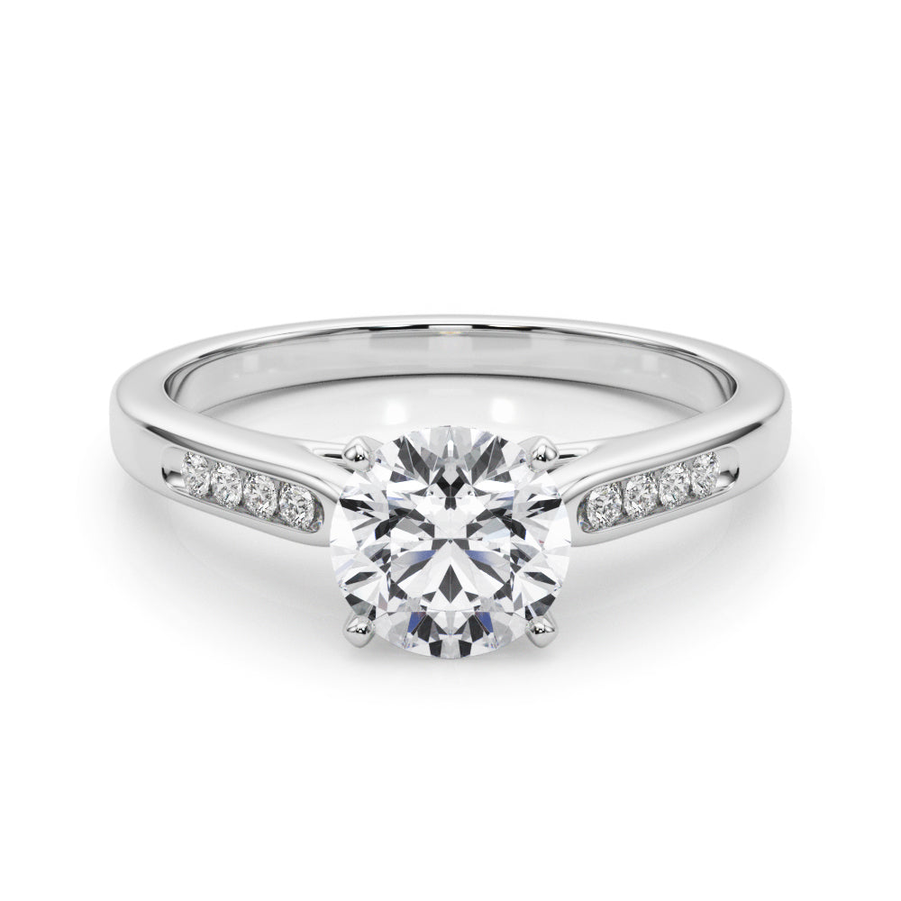 Channel Set Single Row Cathedral Engagement Ring