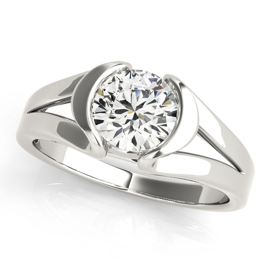Half Bezel Round Engagement Ring