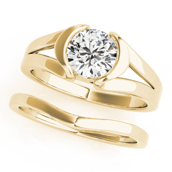 Half Bezel Round Engagement Ring