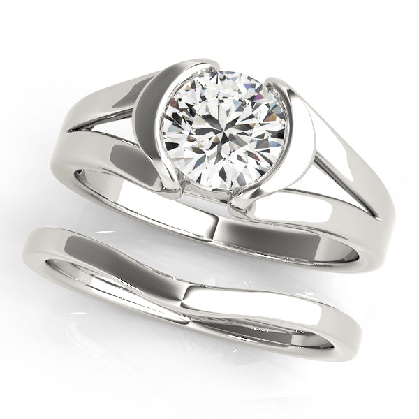 Half Bezel Round Engagement Ring