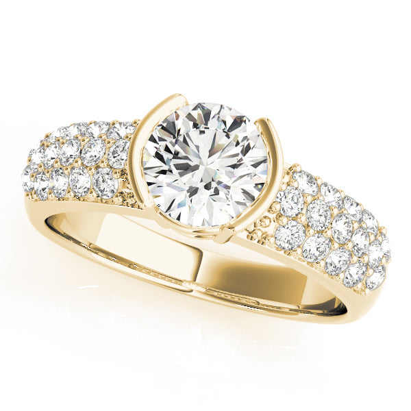 Multirow Pavé Half Bezel Engagement Ring