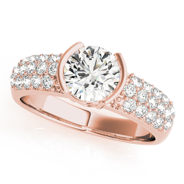 Multirow Pavé Half Bezel Engagement Ring