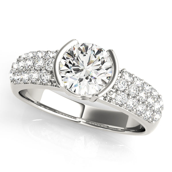 Multirow Pavé Half Bezel Engagement Ring