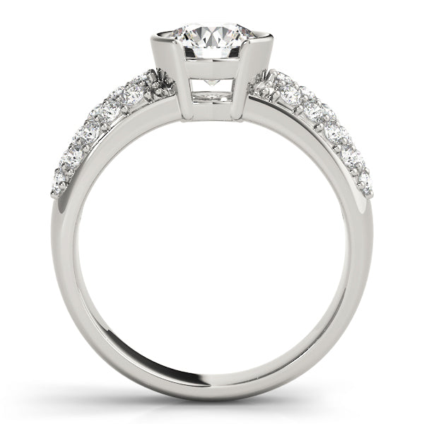 Multirow Pavé Half Bezel Engagement Ring
