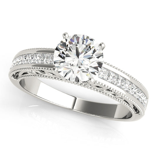 Antique Princess Cut Milgrain Engagement Band