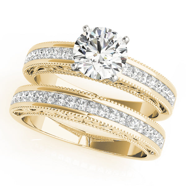 Antique Princess Cut Milgrain Engagement Band