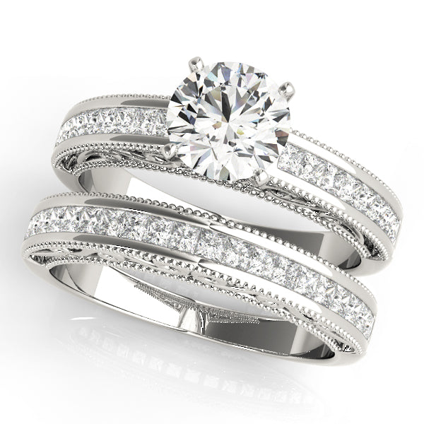 Antique Princess Cut Milgrain Engagement Band