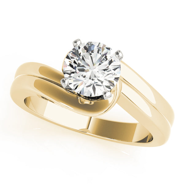 Double Band Swirl Solitaire Engagement Ring